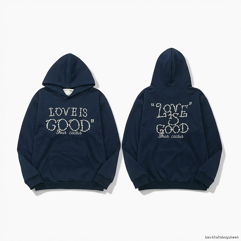 Goodbrand Letter Wind Navy Blue Hoodie