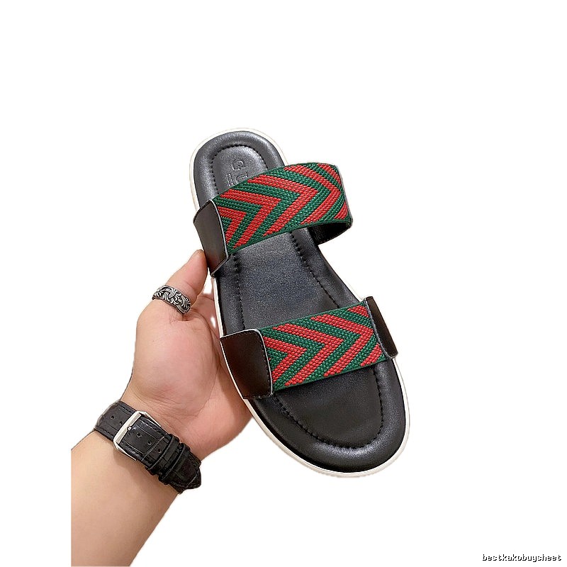 Gucci Classic Webbing Vintage Red and Green Casual Slides
