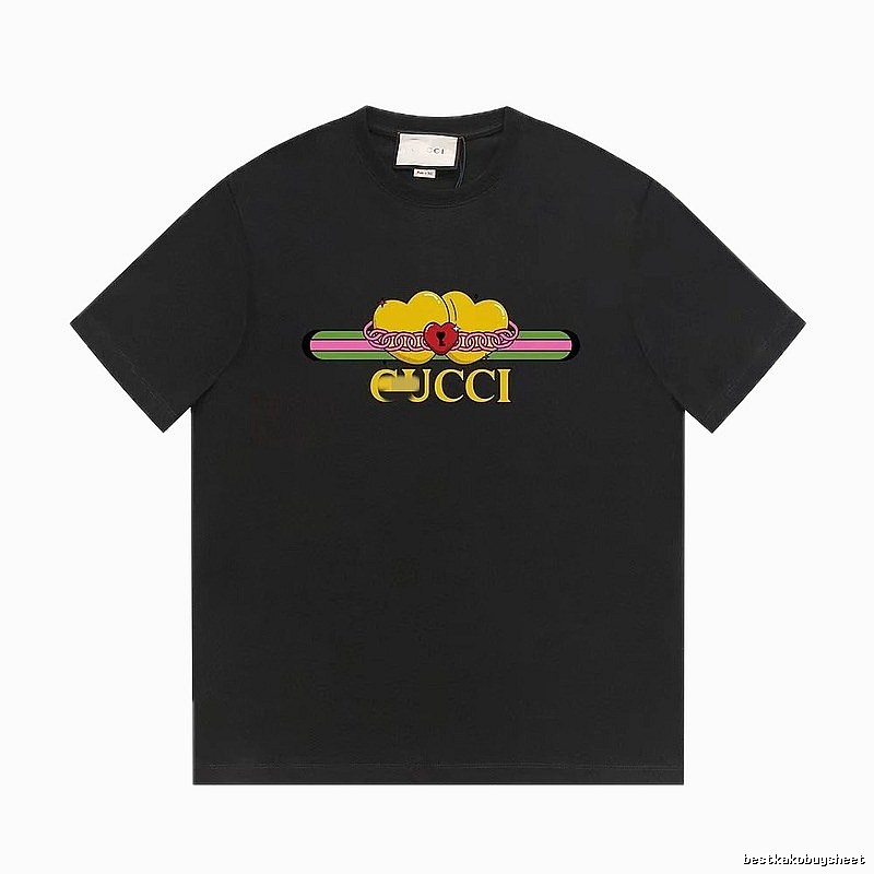 Gucci Heart Print Trendy Black Short-sleeved T-shirt