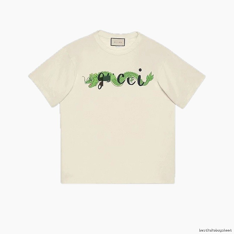 Gucci Year of the Dragon Collection Vintage Style Off-White Short Sleeve T-Shirt