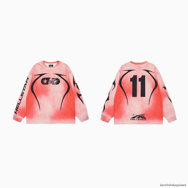 Hellstar 11 Street Style Gradient Pink Long-sleeve T-shirt