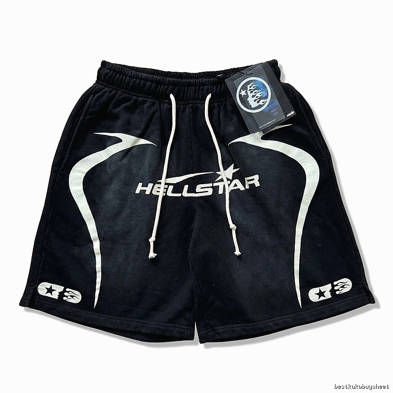 Hellstar dark-style black shorts