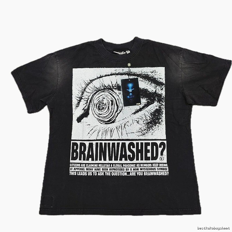 Hellstar Eye Print Street Style Black T-shirt