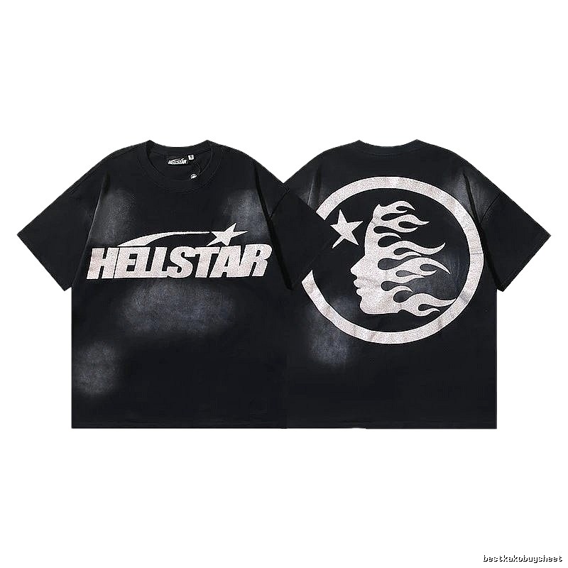Hellstar Flame Portrait Street Style Black T-shirt
