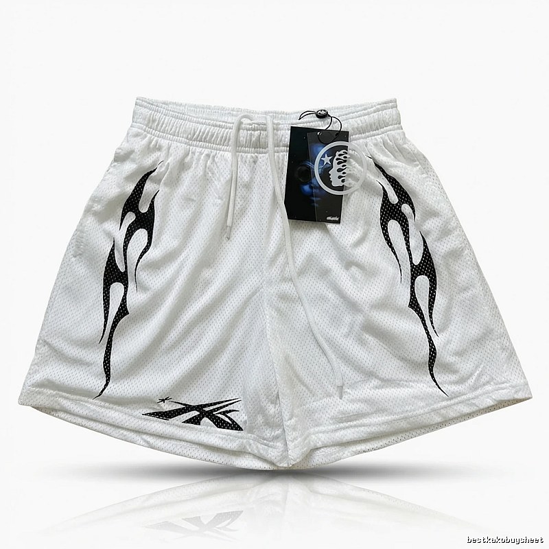 Hellstar Flame Trend Brand White Shorts