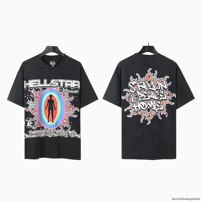 Hellstar Human Figure Print Street Style Black T-Shirt