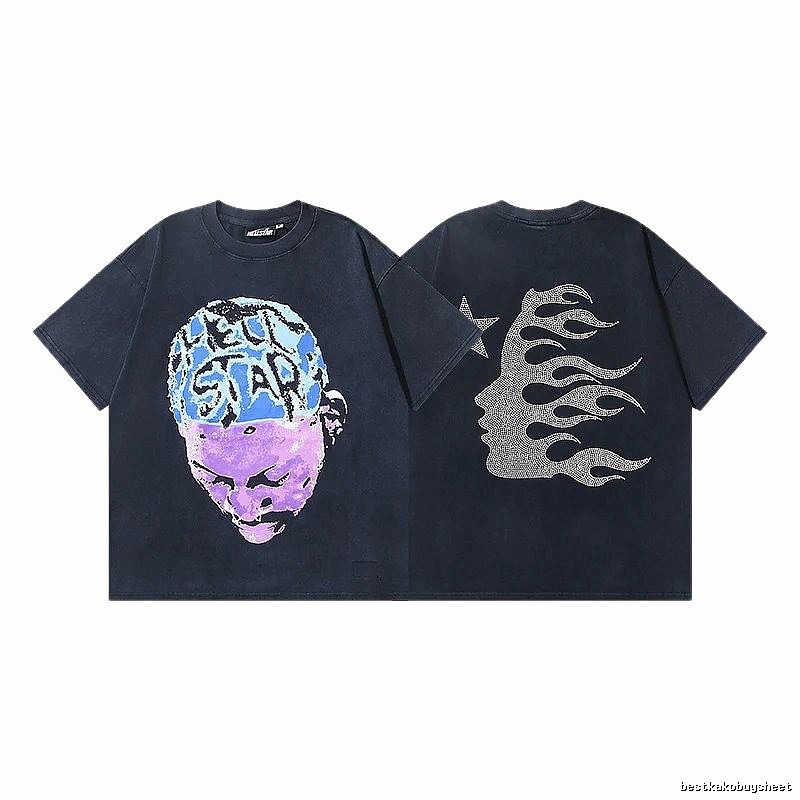 Hellstar Portrait Print Street Style Black T-Shirt
