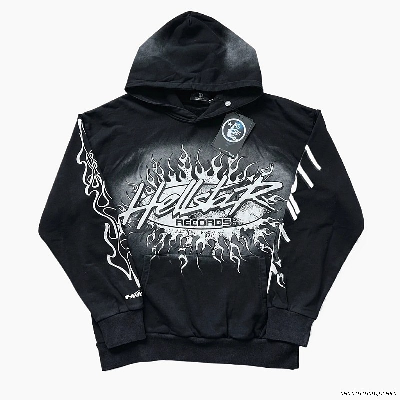 Hellstar Records Flame Wind Black Hoodie