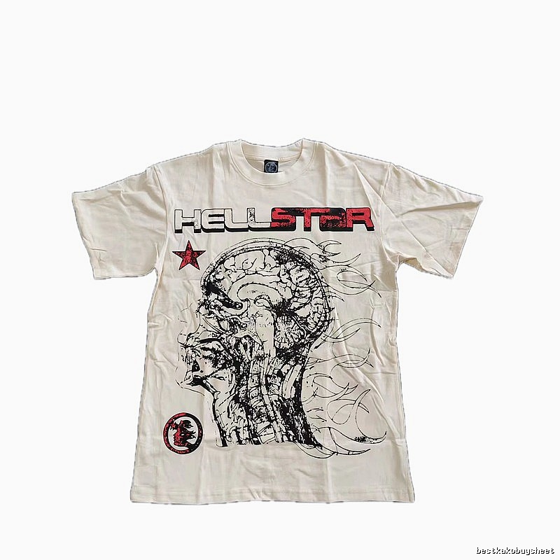 Hellstar Skeleton Print Street-style Off-white T-shirt