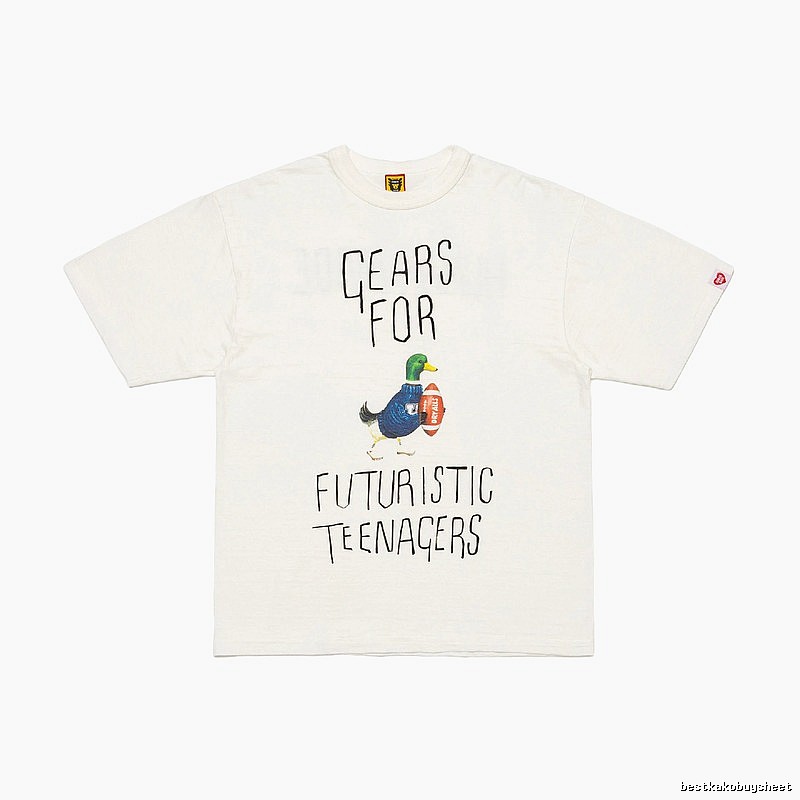 HUMAN MADE Japanese Streetwear Green Duck Printed Off-white T-shirt
