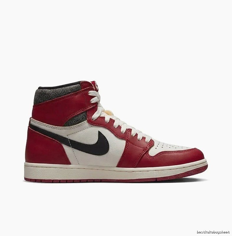 Jordan AJ1 High-Top Red and White Athletic Shoes