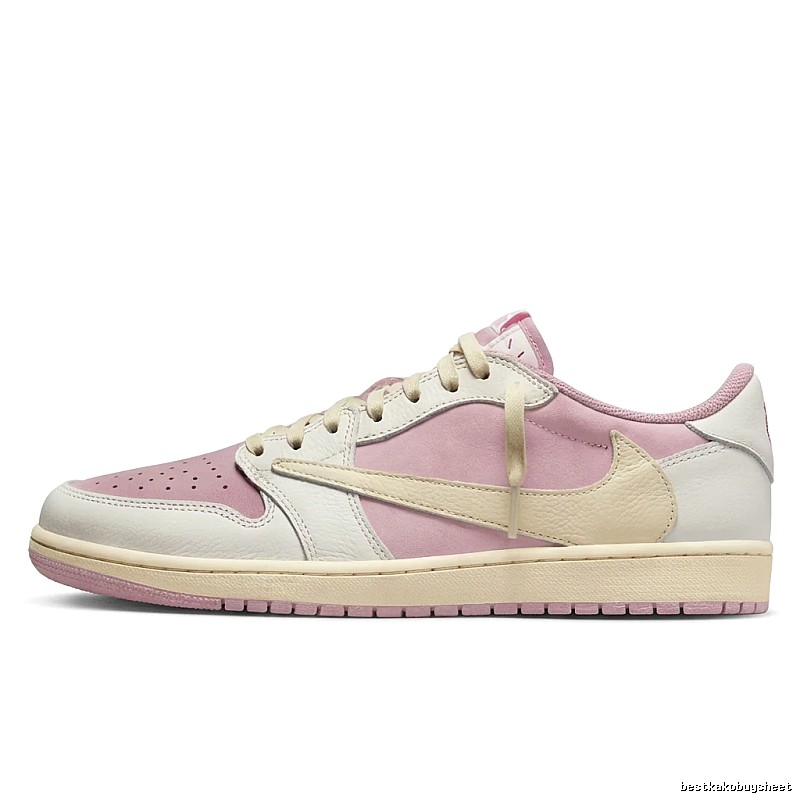 Jordan AJ1 Low-Top Pink and White Athletic Shoes