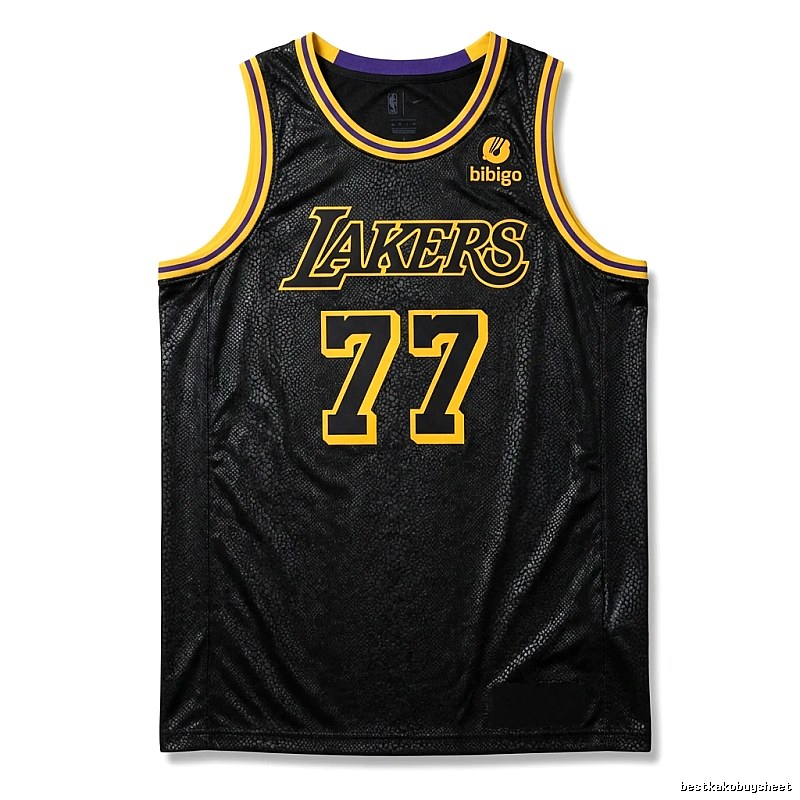 Lakers No. 77 black and yellow basketball uniform
