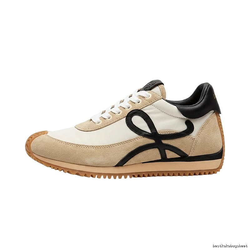 LOEWE retro-style black and brown color-blocking sneakers