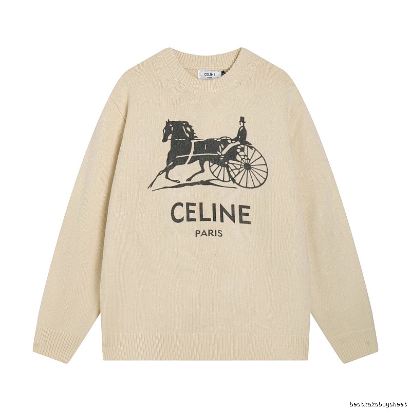 Logo Knit Sweater for School Runs in CELINE Style