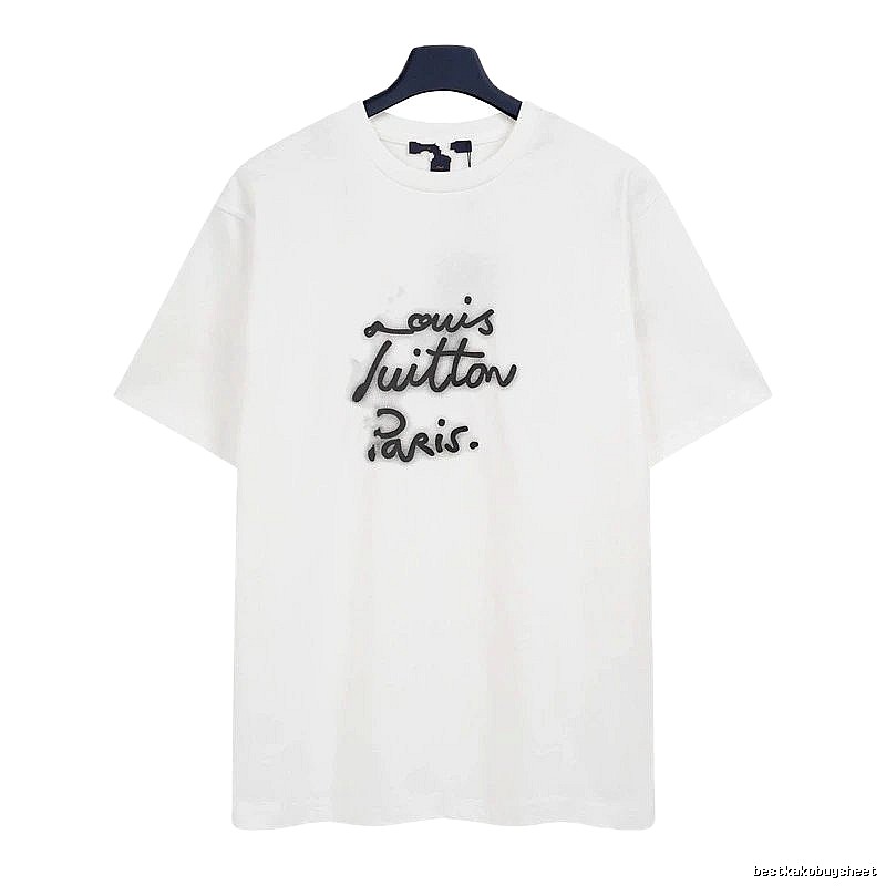 Louis Vuitton Graffiti Casual Style White T-Shirt