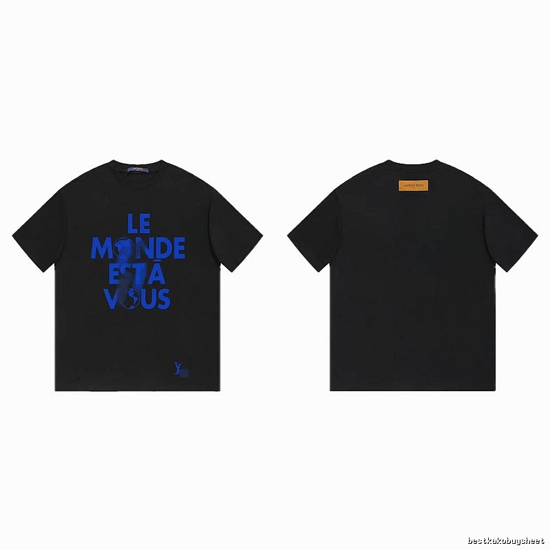 Louis Vuitton Letter Print Trendy Cool Black T-Shirt