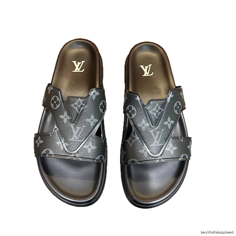 Louis Vuitton Monogram Trendy Style Black Slides