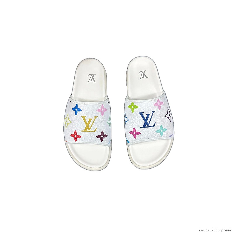 Louis Vuitton Multicolor Monogram Trendy White Slides