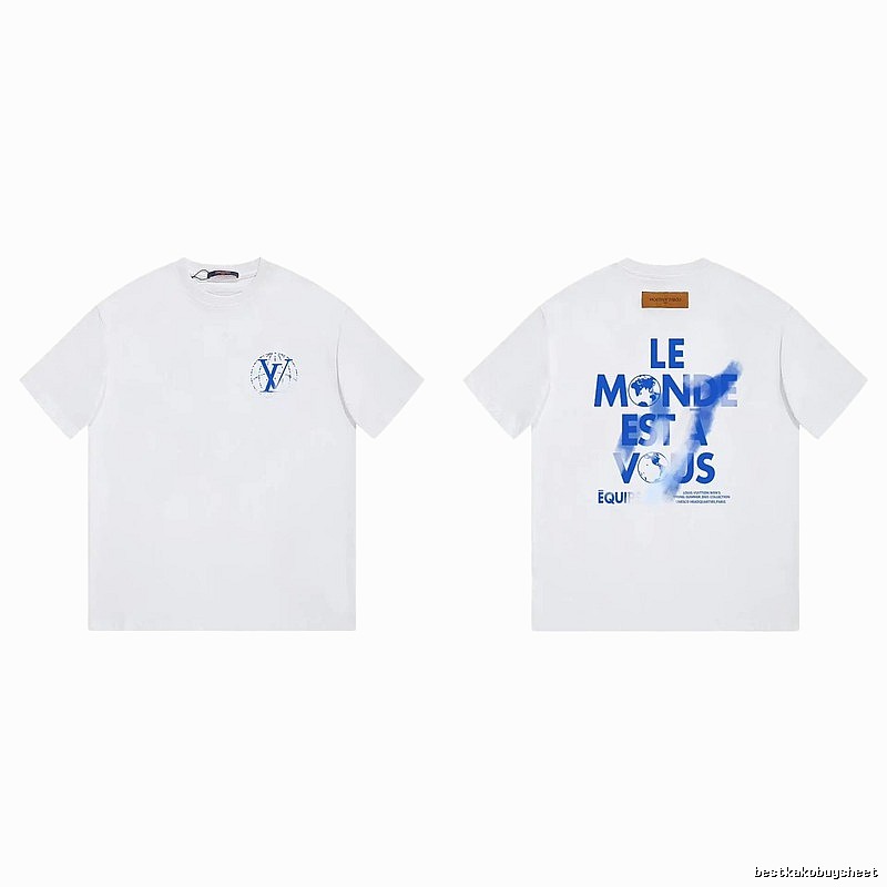 Louis Vuitton Trendy Global Print White Short-sleeve T-shirt