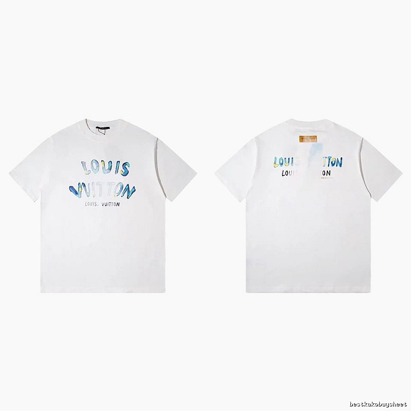 Louis Vuitton Watercolor Graffiti Style White T-Shirt