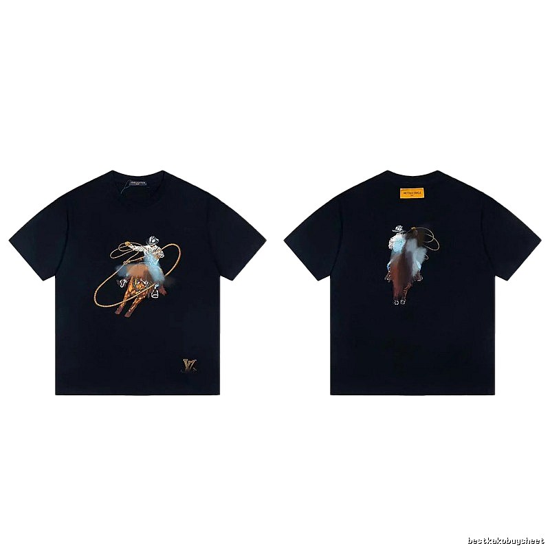 Louis Vuitton Western Cowboy Vintage Style Black T-Shirt