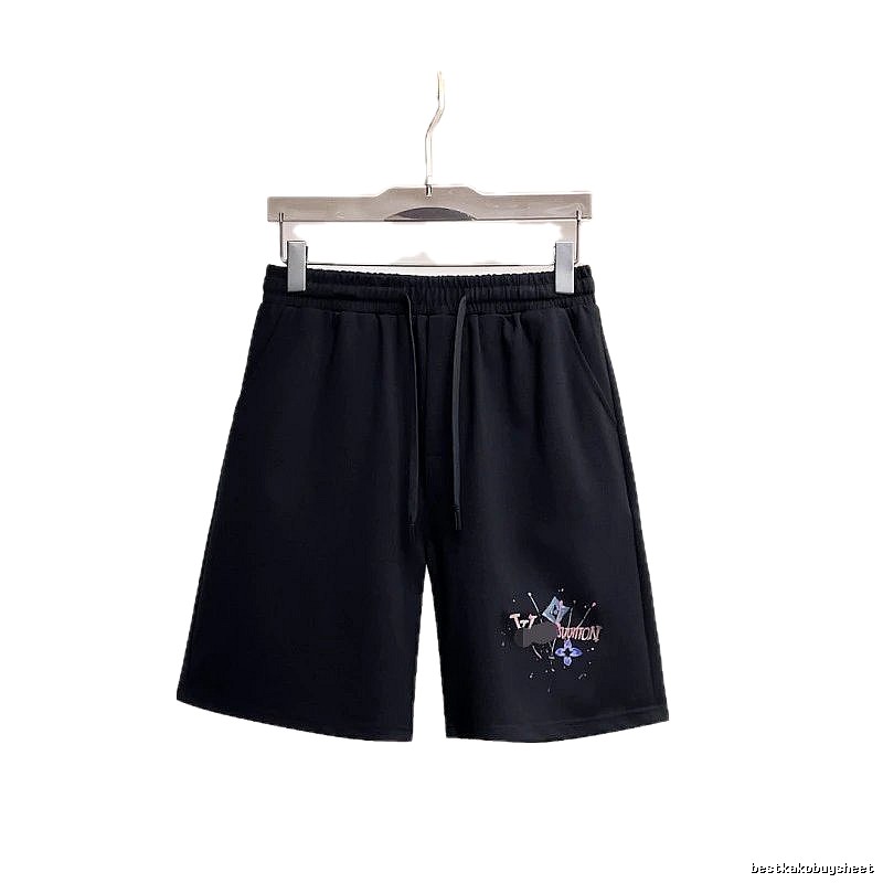 LouisVuitton Graffiti Casual Style Black Shorts