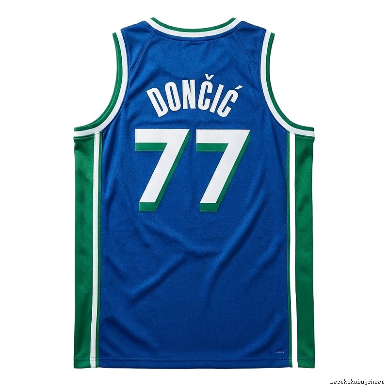 Luka Doncic's No. 77 blue-green basketball jersey