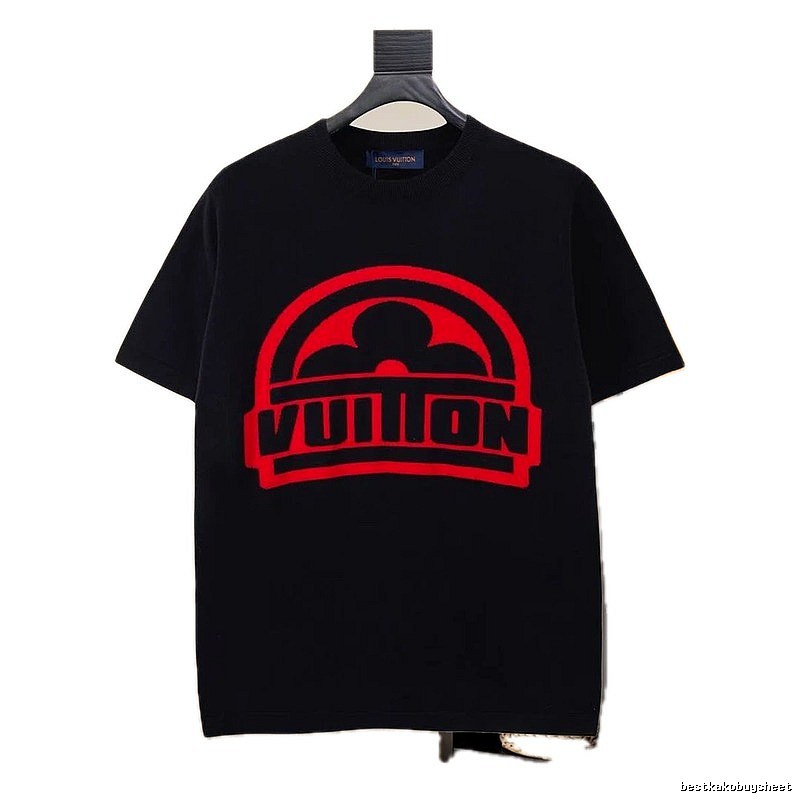 LV black and red printed trendy brand T-shirt