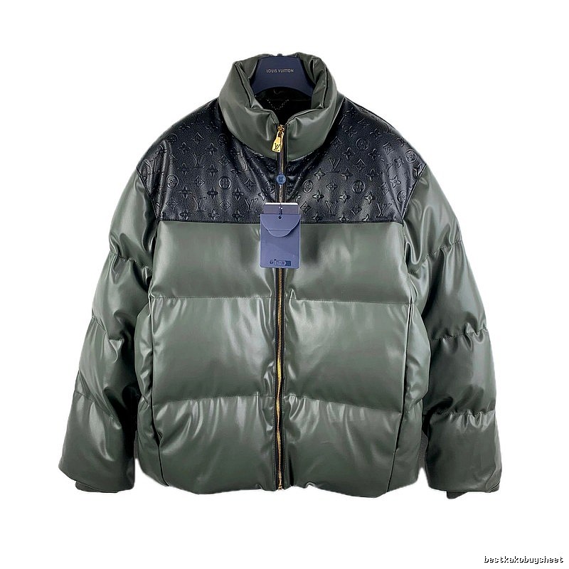LV classic style fashionable dark green down jacket