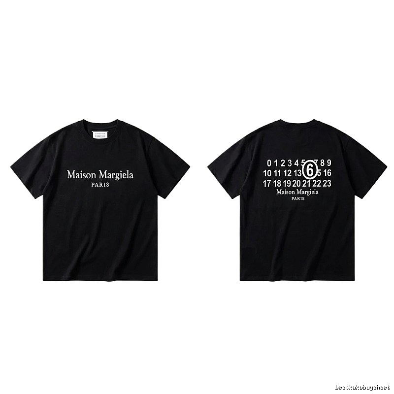Maison Margiela black T-shirt with digital printing.