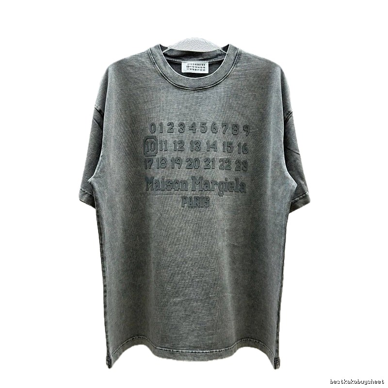 Maison Margiela Numbers Collection Vintage Washed Grey Short Sleeve T-Shirt