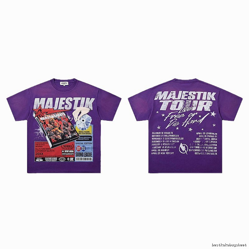 MAJESTIK Tour Vintage Style Purple Short Sleeve T-shirt