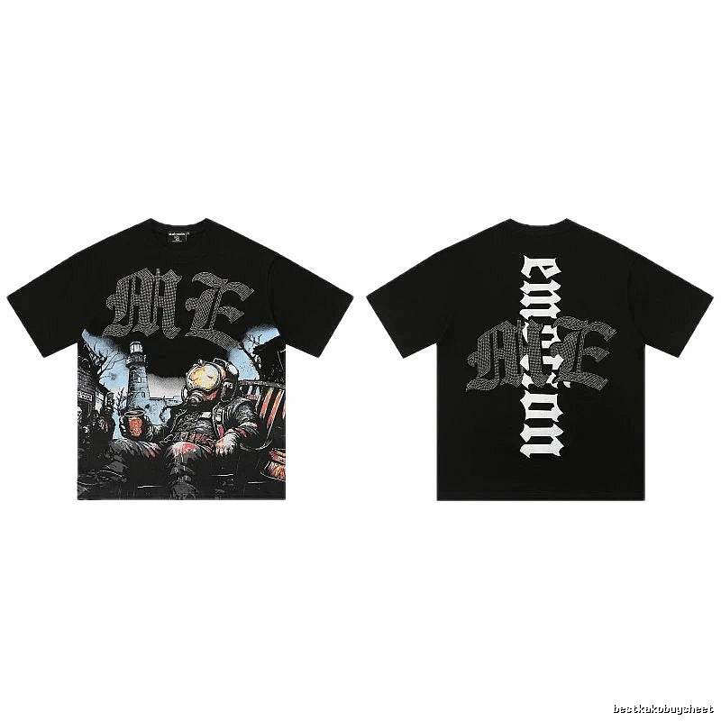 Mixed Emotion Printed Dark-style Black T-Shirt