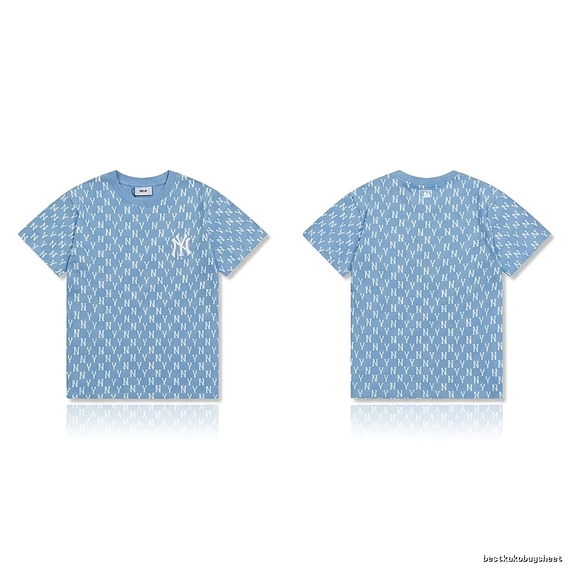 MLB full - print style light blue T - shirt