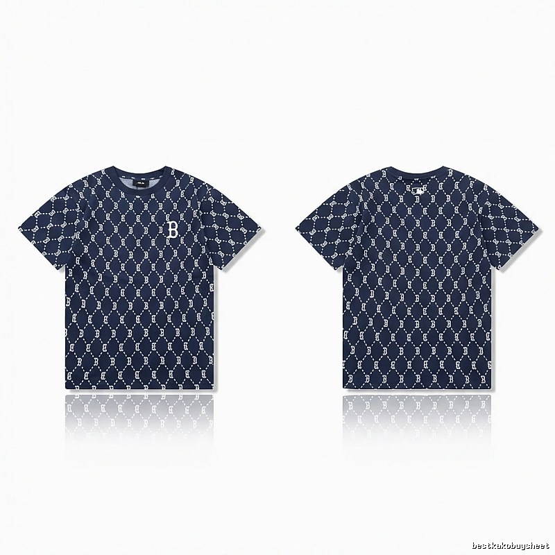 MLB full - printed style navy blue T - shirt