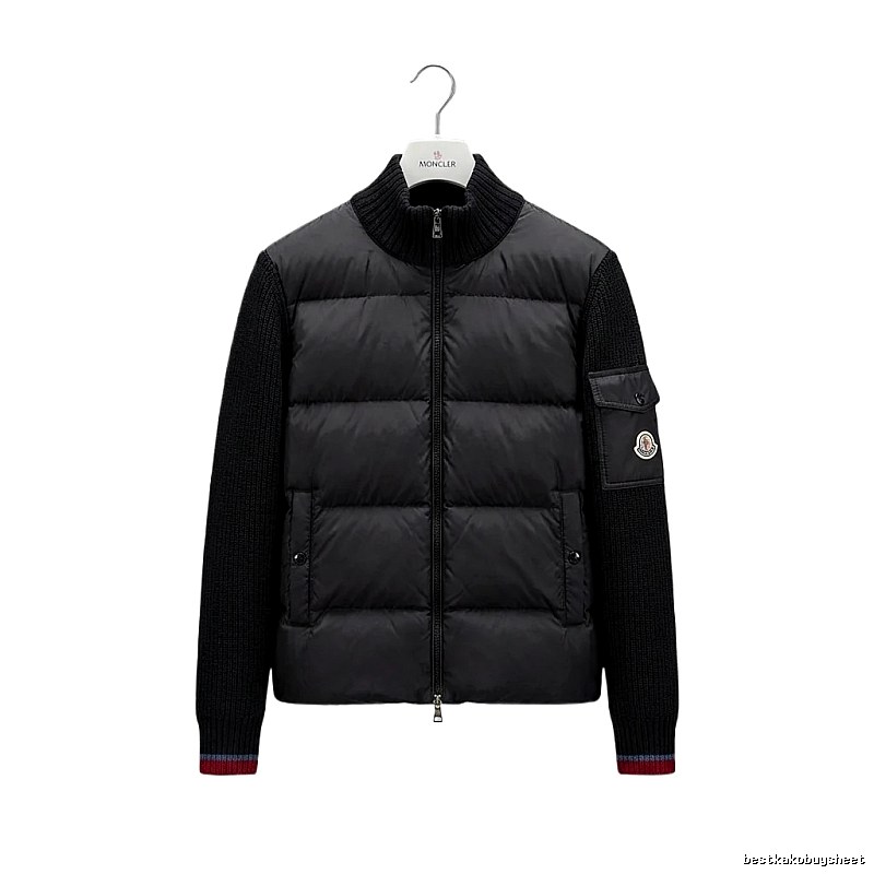 Moncler knitted and spliced black down jacket
