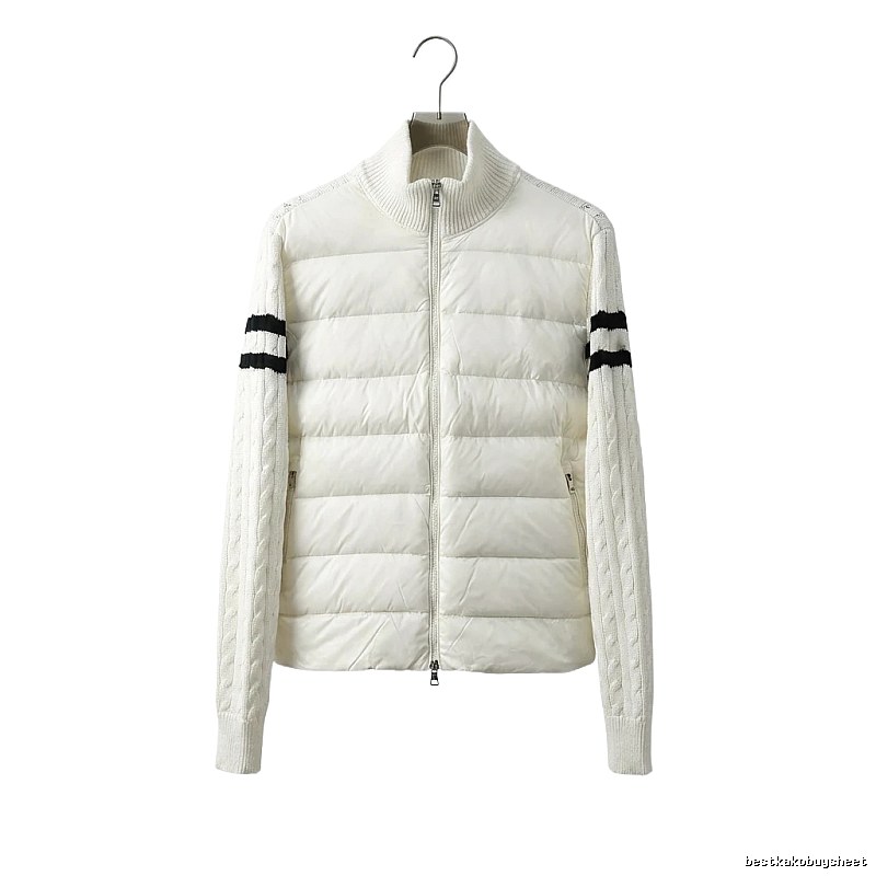 Moncler knitted and spliced windproof white down jacket