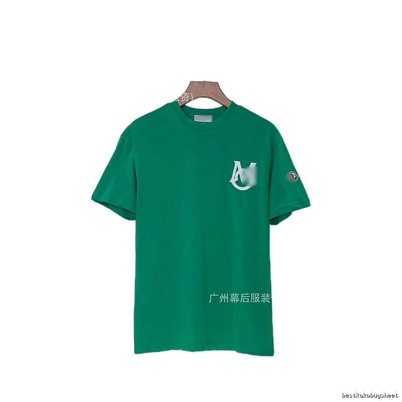 Moncler Letter Print Casual Style Green Short-sleeve T-shirt