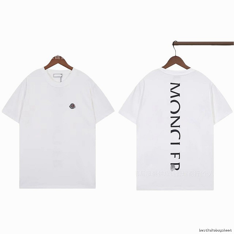 Moncler Letter Print Trendy Style White T-Shirt