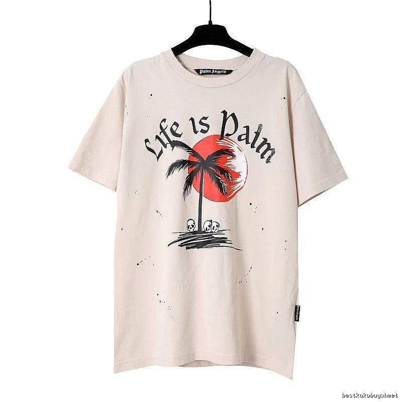 Palm Angels Summer Logo T-shirt White Palm Tree with Clean Finish