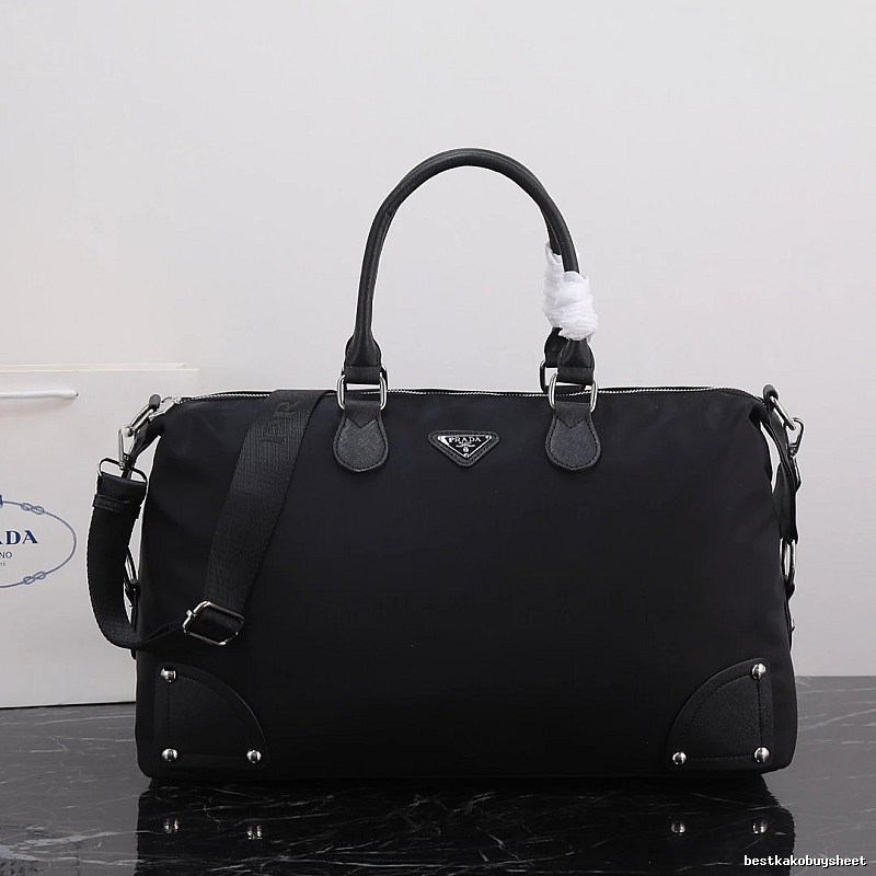 Prada Duffel Bag with Black Nylon Duffel Detail