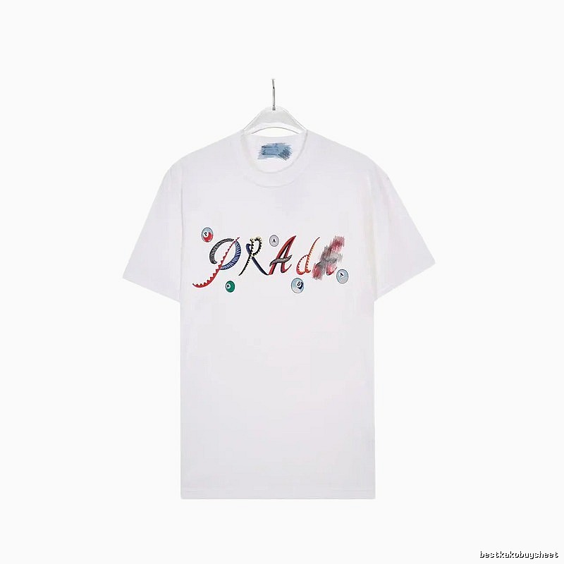 Prada Street Style White Short-sleeve T-shirt with Colorful Print