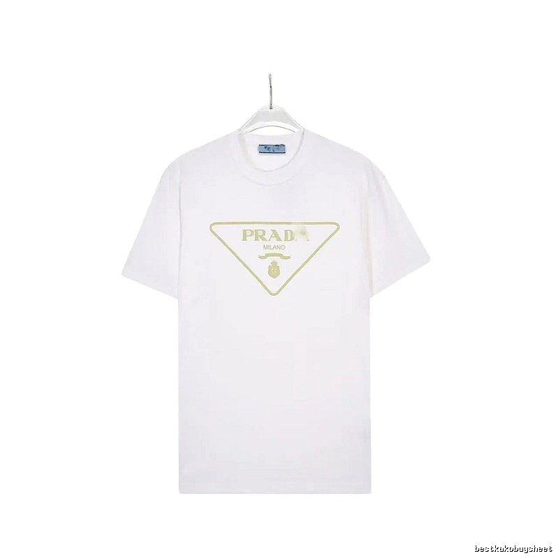 Prada Triangle Logo Casual Style White Short-sleeve T-shirt