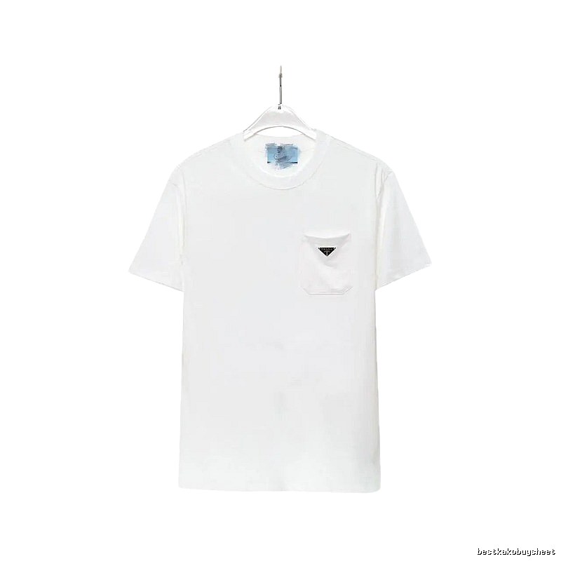 Prada Triangle Logo Minimalist Style White Short-sleeve T-shirt