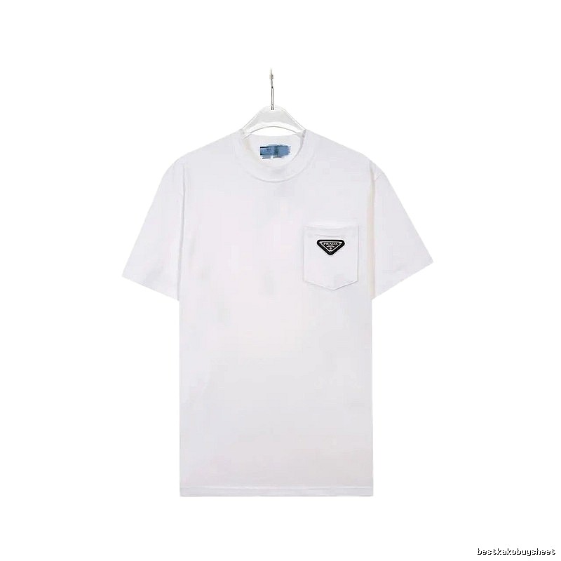 Prada Triangle Logo Minimalist Style White T-Shirt