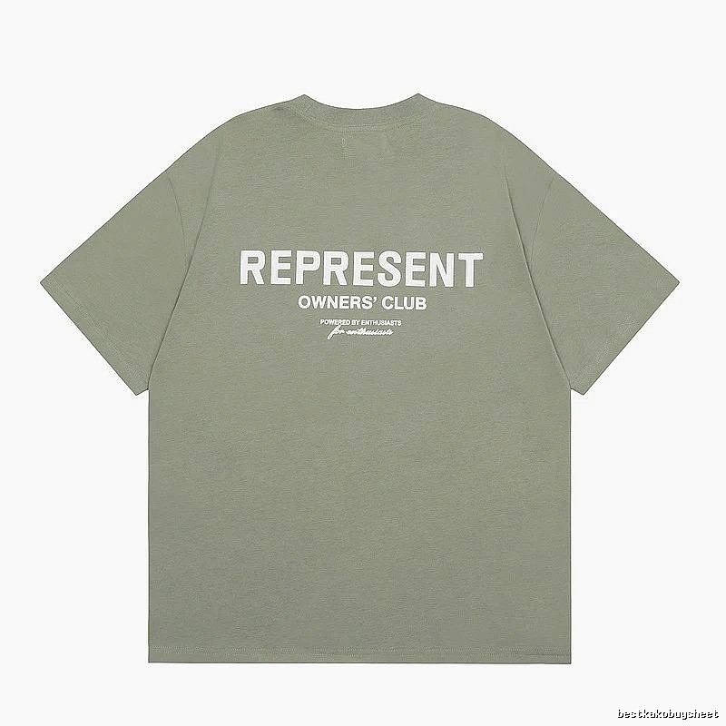 Represent Army Green Style 868 Owners Club T-Shirt Signature Detail Logo