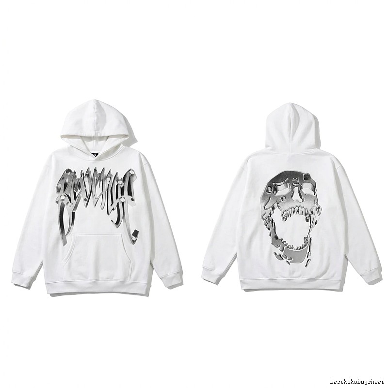 Revenge Skull Trendy Cool White Hoodie
