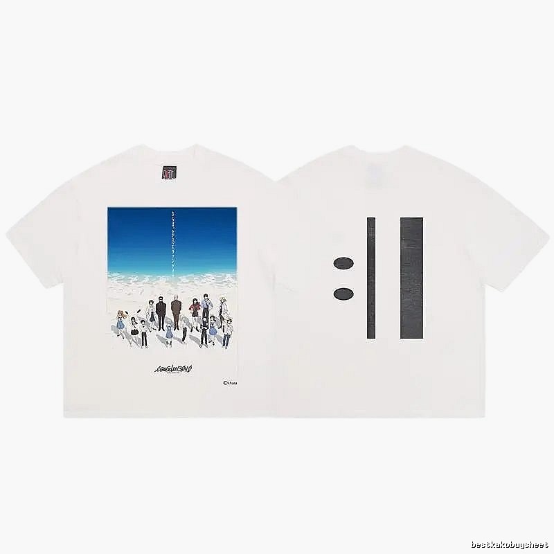 SAINT EVA Co-branded Anime-style White Short-sleeved T-shirt