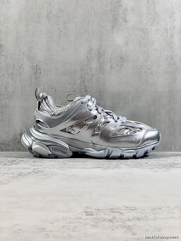 Silver Runner Sneaker by Balenciaga with Silver Layered Runner Side Profile